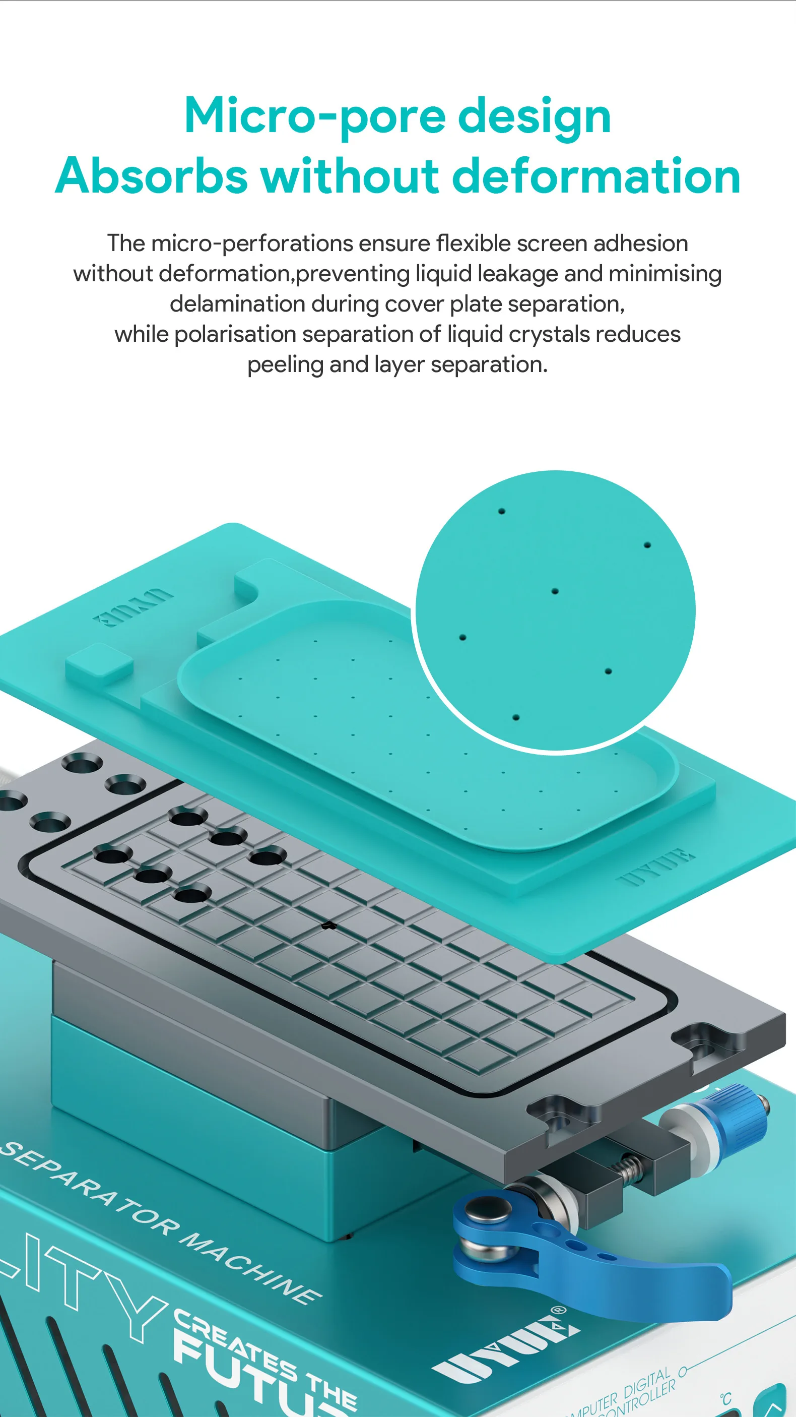 UYUE U-005 Reverse Separation Pad Microporous/Strong Absorption for Flat&Curved Screen Display Separating Without Damage Repair