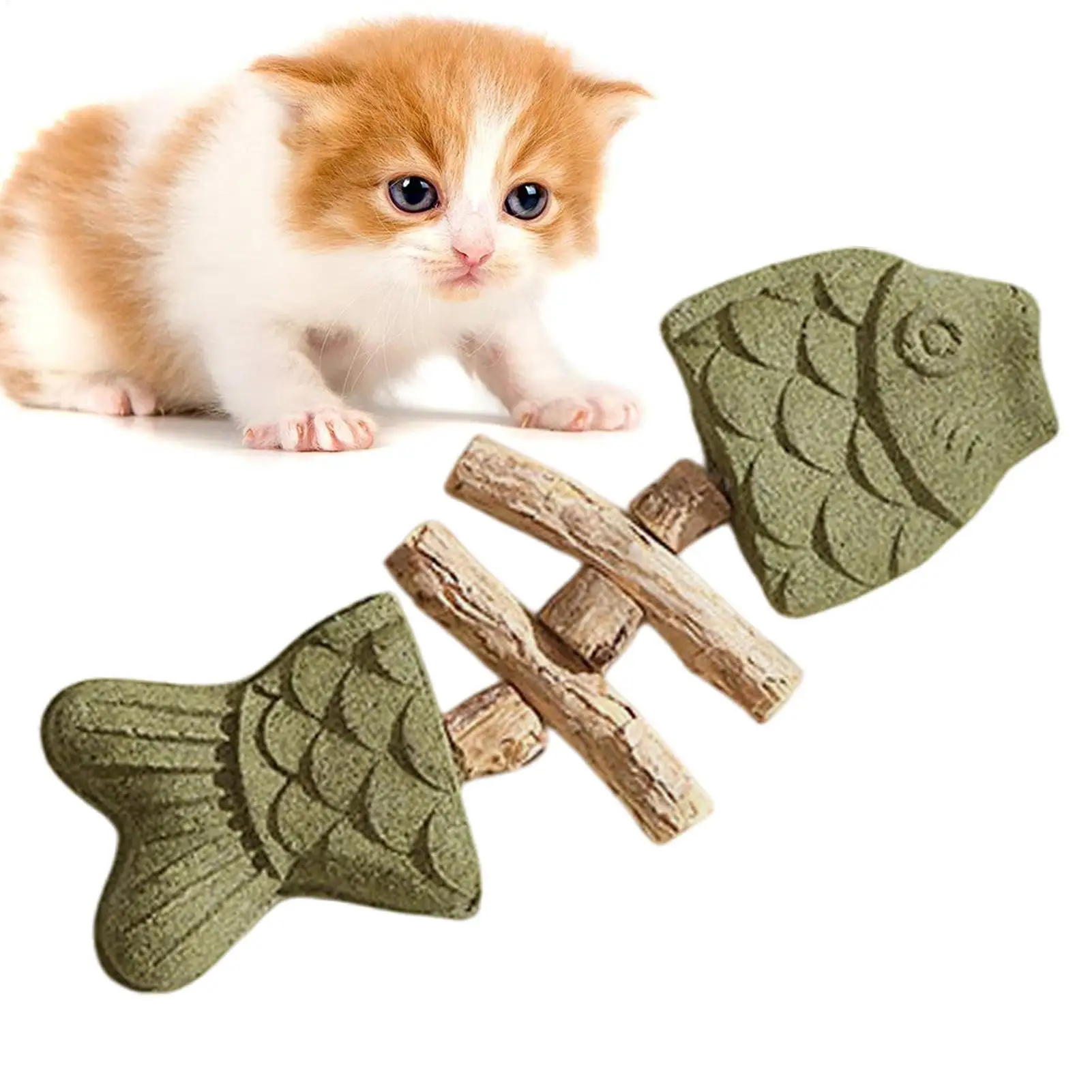 Wood Double-Headed Catnip Chew Toys, Safe Molar Teeth Cleaning Cat Sticks, Interactive Bite Resistant Pet Toys