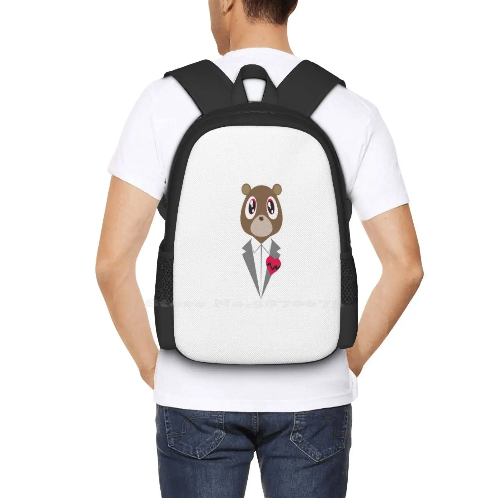 Kanye West Bear Large Capacity School Backpack Laptop Bags Kanye West Graduation Bear Rapper Sing Song