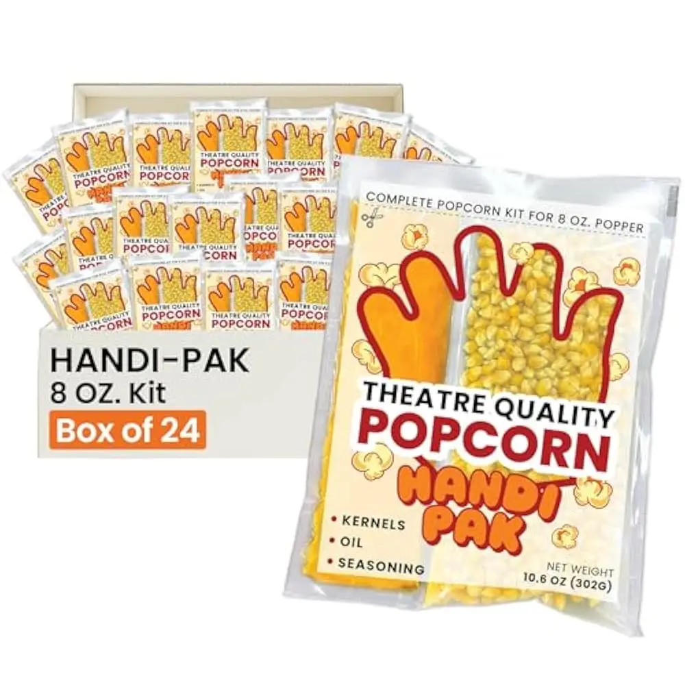 

Handi- Pa Gourmet Corn Kit, 24 Pre-Portioned Packs For 8 Oz Pers, Movie Theater Style, Butter Coconut Oil, Corn Kernels &