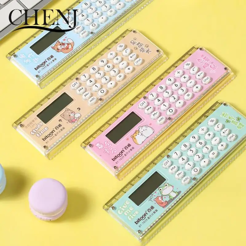 Kawaii Cartoon Multifunctional Ruler Calculator Set Mathematical Calculation Math Measuring Rulers Students Office Stationery