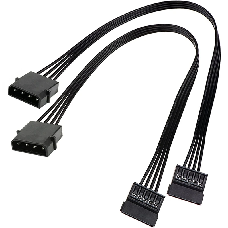 Molex IDE 4 Pin Male To 15 Pin Female SATA Power Converter Adapter Cable Hard Drive HDD SSD Power Extension Cable,2 Pack