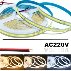 10m 220V 240LEDs/M COB LED Strip Light Flexible Tape Lights Smart IC No Need Driver High Bright Linear Lighting RA95 Warm White