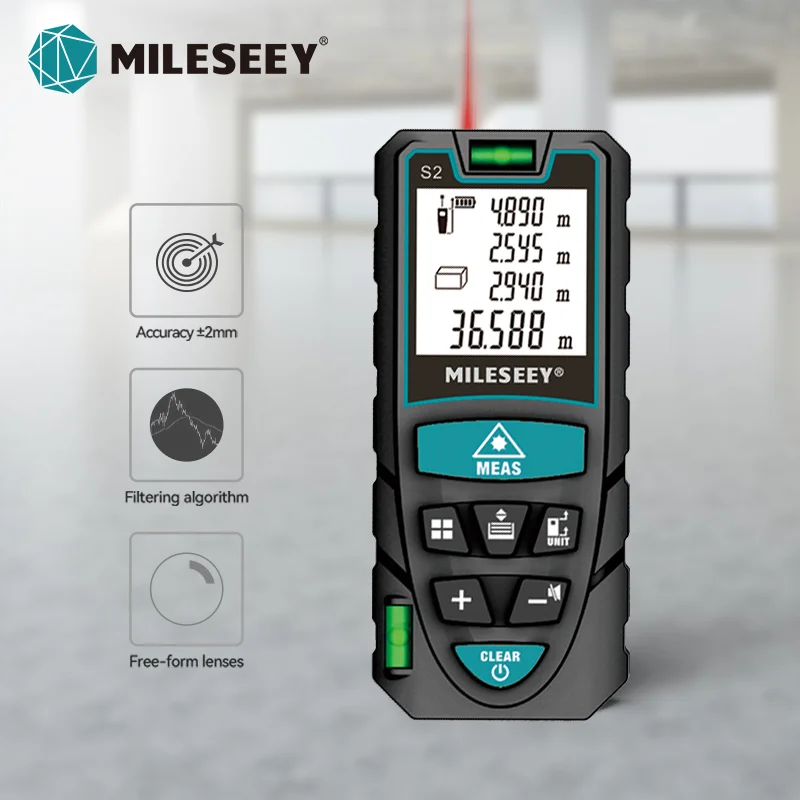 MILESEEY Laser Distance Meter S2 40M 60M 80M 100M 120M Laser Rangefinder,Trenas a Laser with Multi Measurement Function