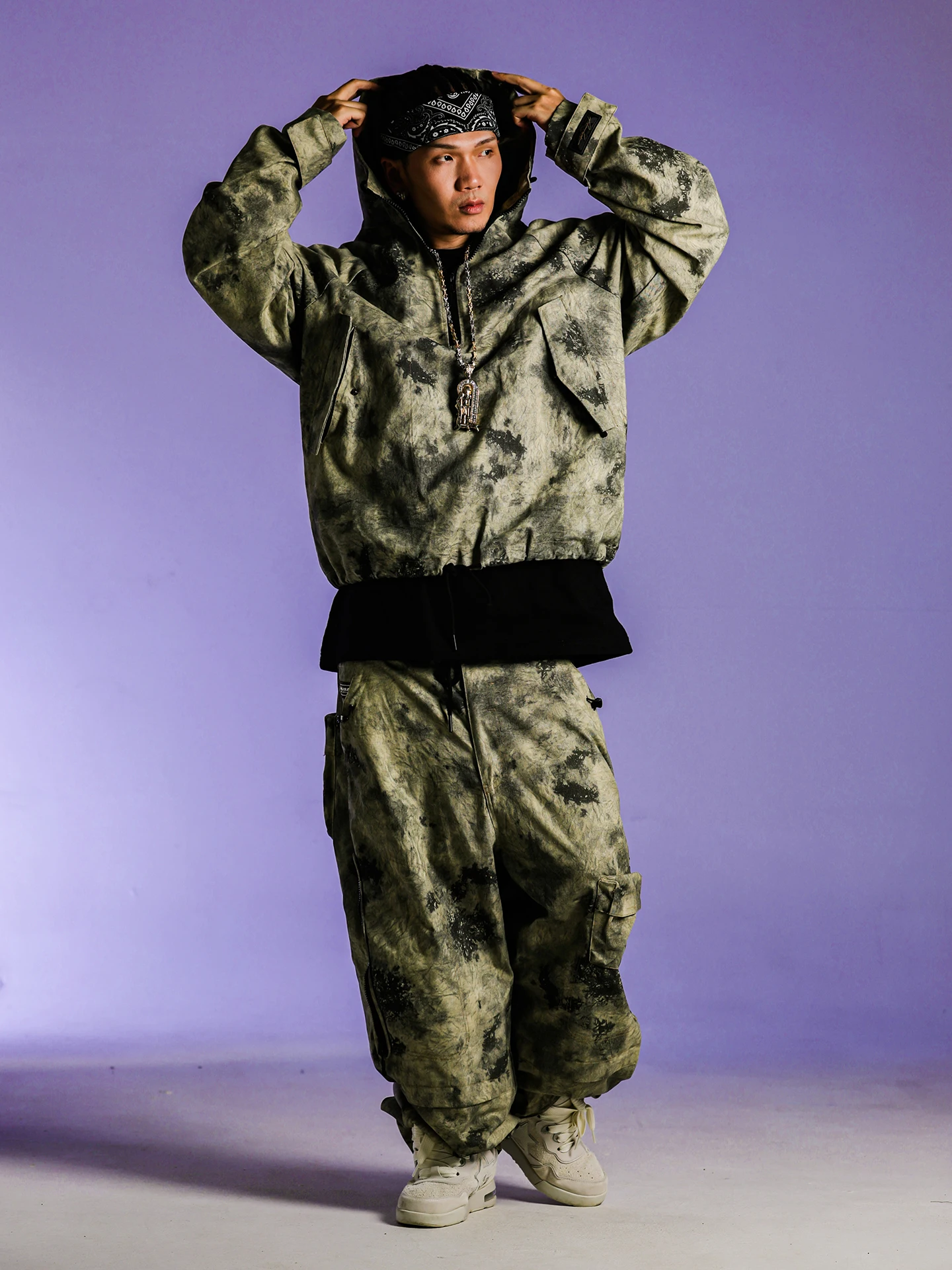 ACUSA American Style Bionic Camouflage Half Zip Hoodie Devil Fish II Windproof Jacket Pants Set Long Sleeve Cotton Youth Autumn