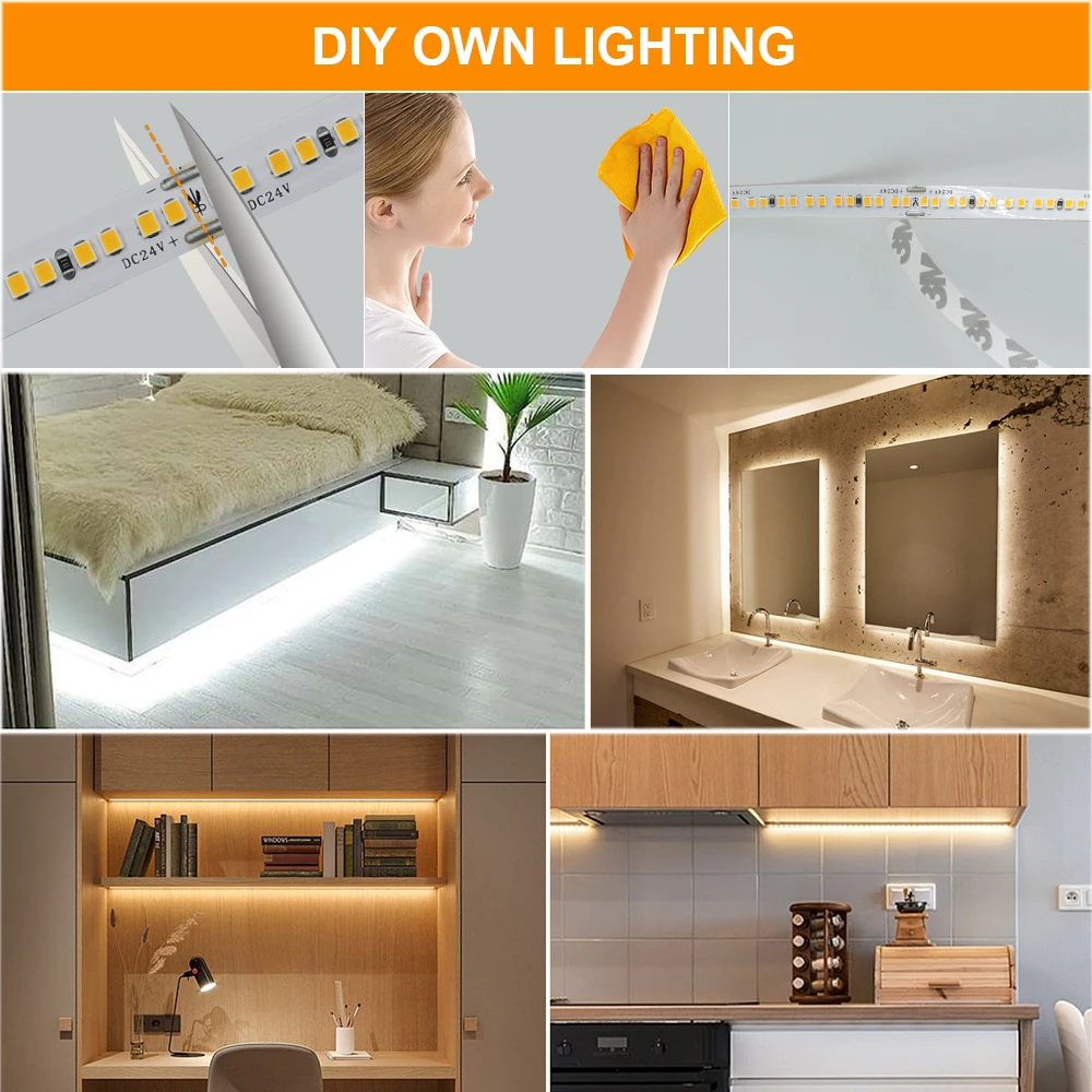 280Leds/M DC 24V LED Strip White 3000K 4000K 6000K 5M 10M 20M/Roll Home Decoration High Brighter Flexible Ribbon Tape Rope Light