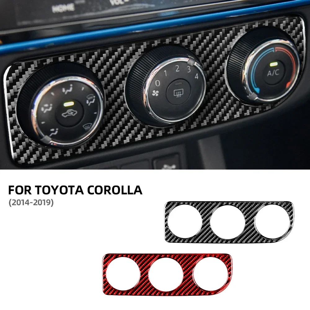 

Carbon Fiber Black Fit for Toyota Corolla 2014 2015 2016 2017 2018 2019 Air conditioning Knob Car Accesorios Voiture Stickers