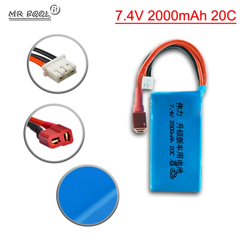 Upgrade 7.4 V 2000mAh battery for A949 A959-B A969-B A979-B K929-B remote Control car 2s 7.4v LiPo battery for Wltoys car toys