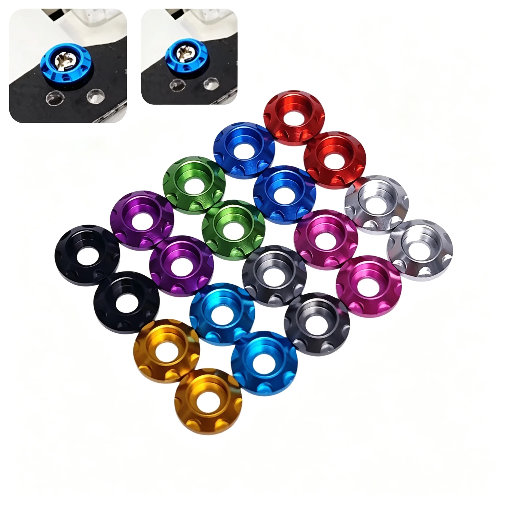 Tamiya Mini 4WD M2 Aluminum Alloy Crystal Head Countersunk Washer 6Pcs 94946 Upgrade Parts Accessories