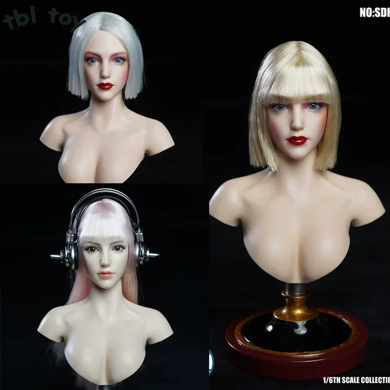 SUPER DUCK SDH019 1/6 Scale Cool Girl Head Sculpt Makeup Version for 12 Inches Pale Female Body Figures Toy