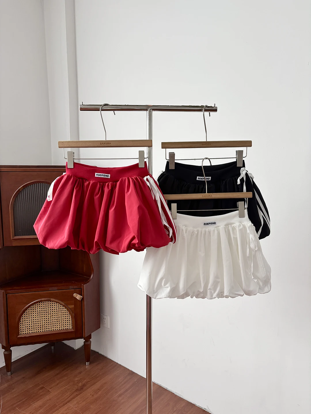 Korean Design High Waist  Color Bloom Short Skirt Women's Summer 2026 Simple Belted Puffy Half-length Skirt