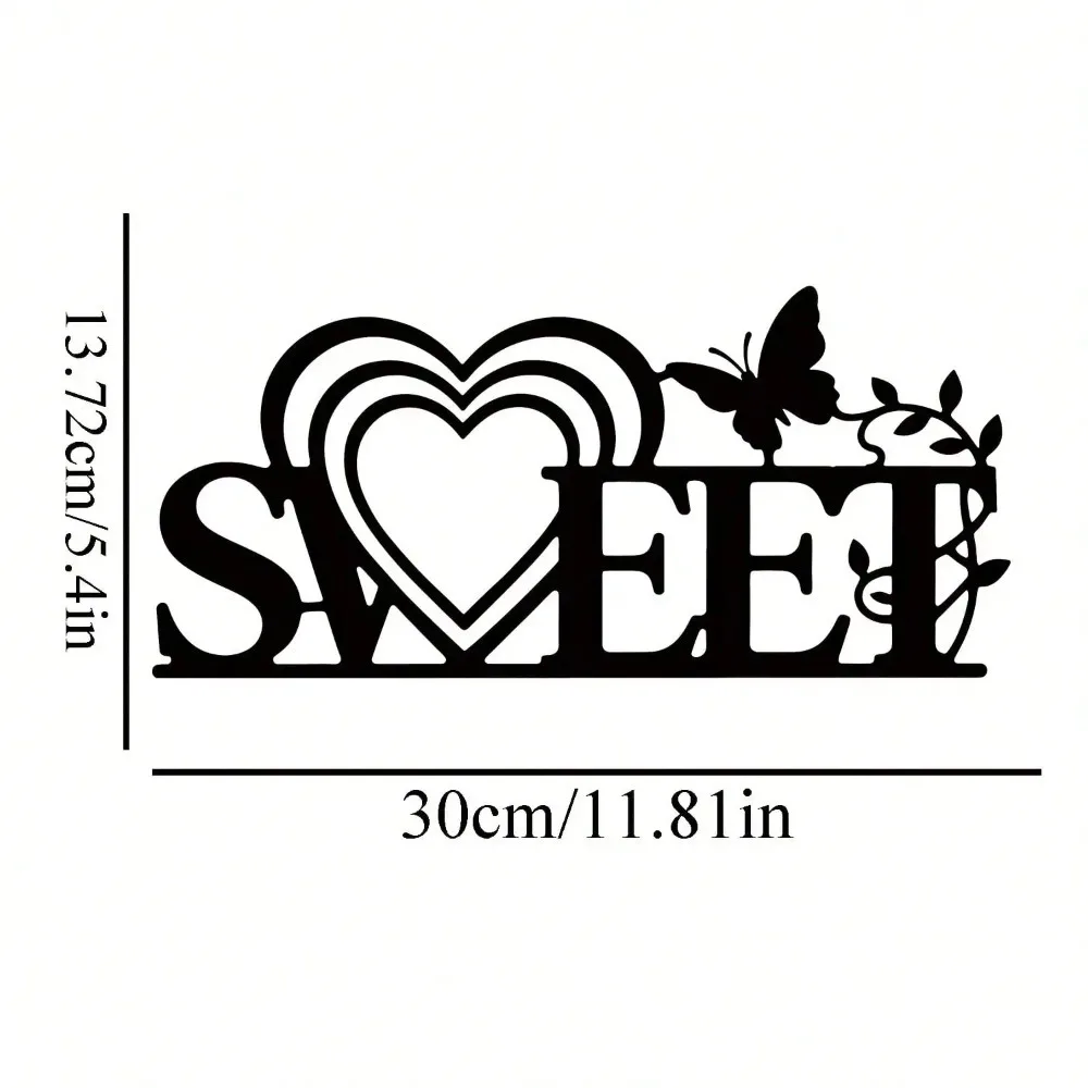 Sweet Heart Metal Wall Art, Romantic Iron Decor Candy Color Love Pattern for Bedroom Living Room