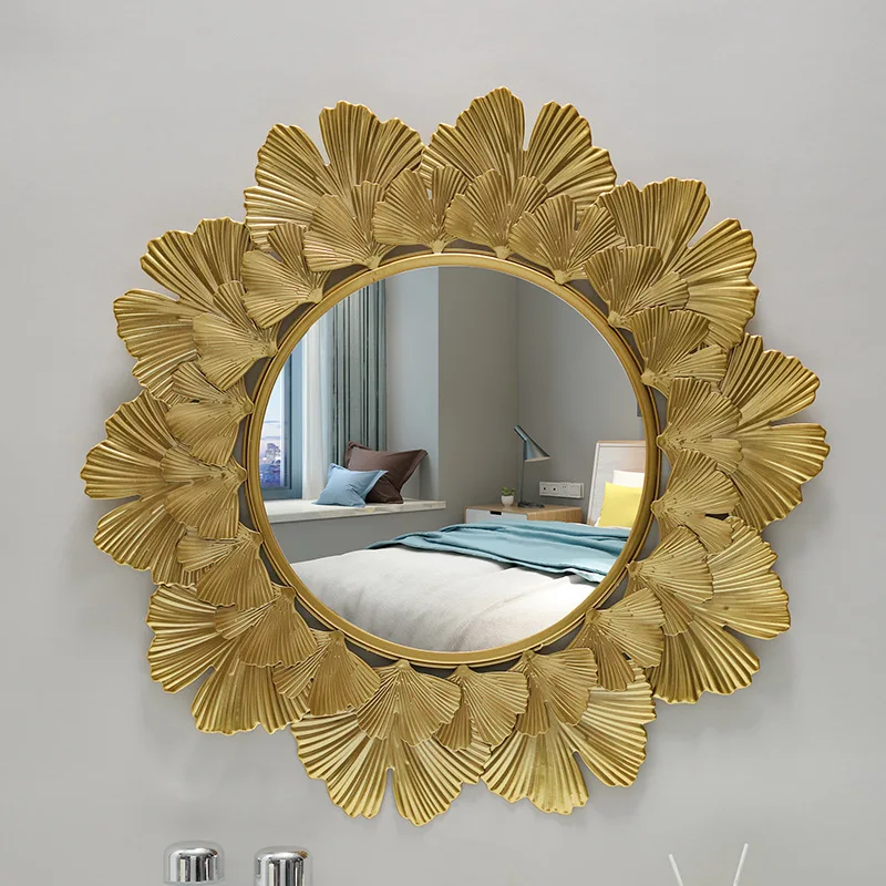

Modern European-style Golden Wall Mirror Elegant Bedroom Living Room Decorative Mirror Wall Art for Home Soft Decor
