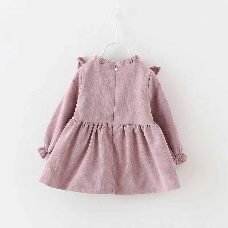 Dresses Childrens Clothing New Autumn Season Girls Long Sleeved Winter Plush Warm Princess Style 2023 Causal Pleated