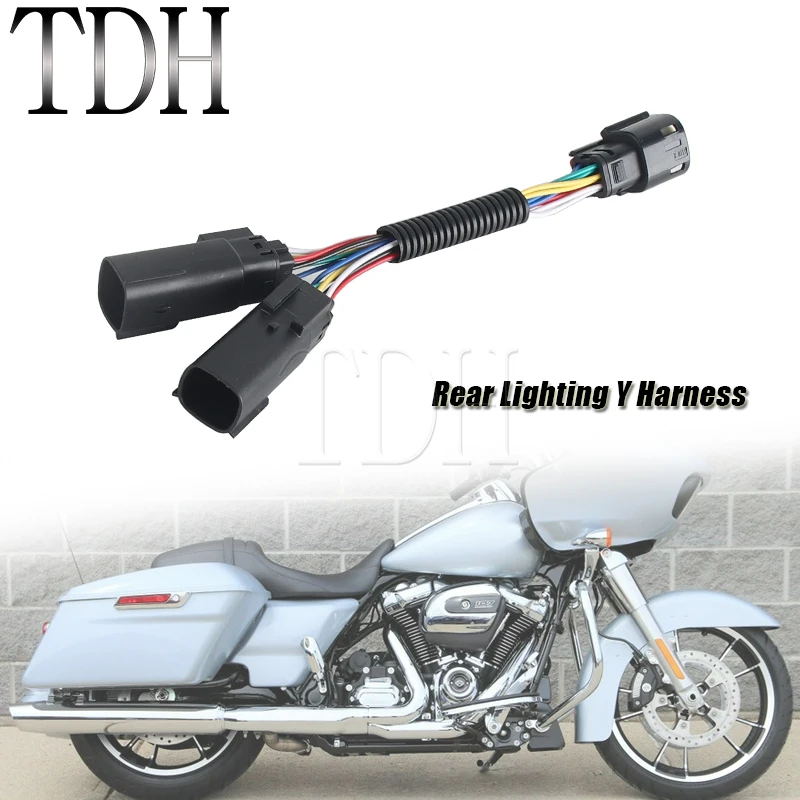 6 Pin Rear Light Plug Connector Wire Harness Y-Harness For For Harley Touring Road King Street Glide FLHX 2006-2023 Road Glide