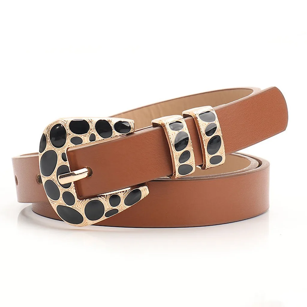 Thin Waist Belt Adjustable Pu Leather Belt Pin Buckle Belt Leopard Print For Street Styling Daily Casual Outings Shorts
