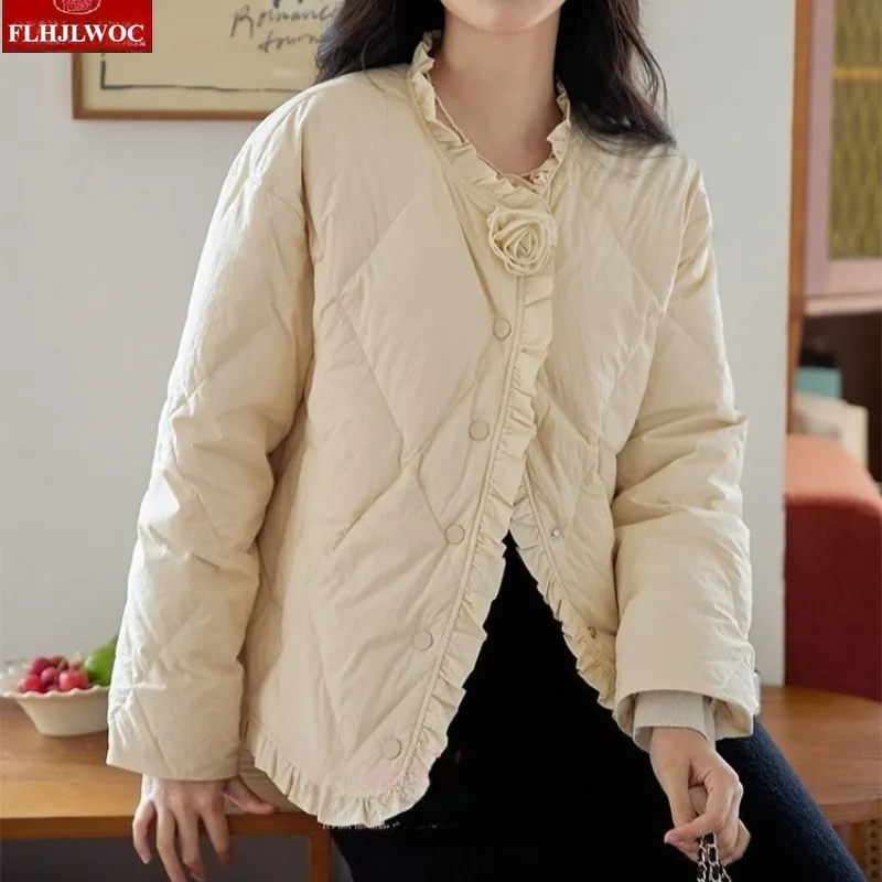 New Year Elegant Outerwear Coats Hot Winter Japan Style Cute Girls Office Lady Solid Down Jacket Women Retro Vintage Parkas