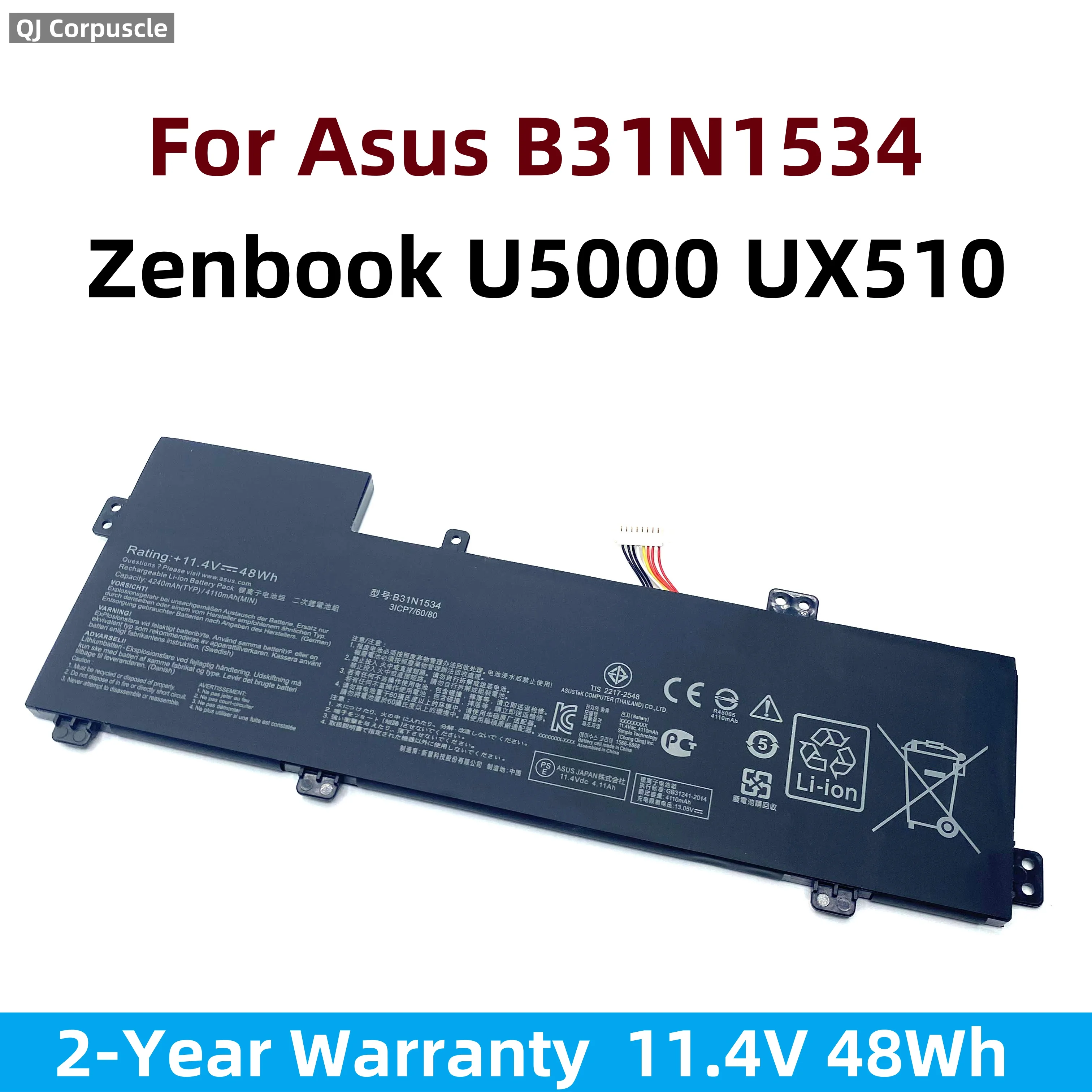

Оригинальный аккумулятор для ноутбука B31N1534 для Asus Zenbook U5000 UX510 UX510UW UX510UW-RB71 UX510UW-CN044T UX510UX-1A UX510UX-CN020T-BE