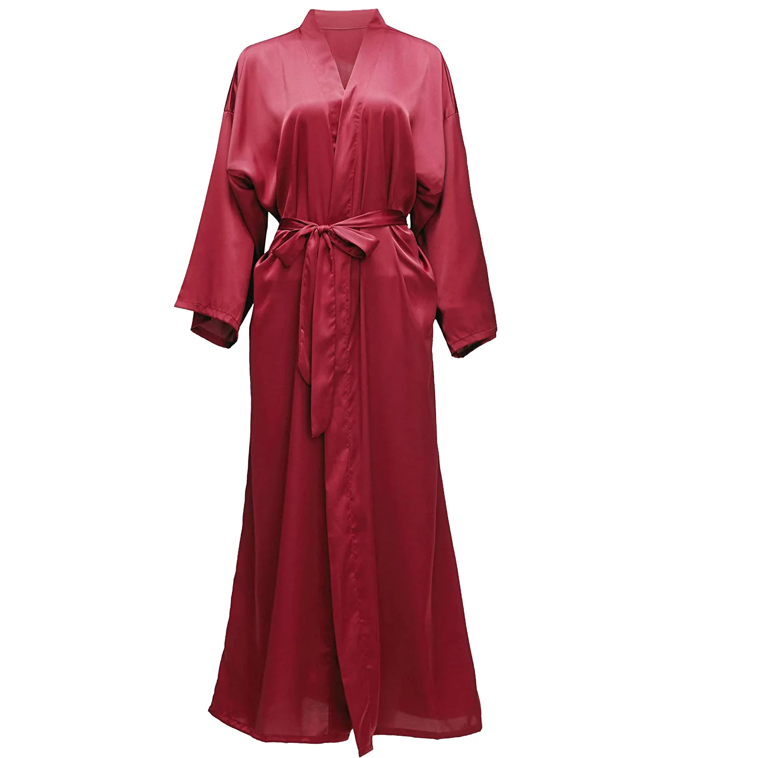 Long Sleeve Robe Nightgown Sleep Dress V Neck Solid Color Bridal Morning Gown Ice Silk Sexy Home Dress Lounge Sleepwear