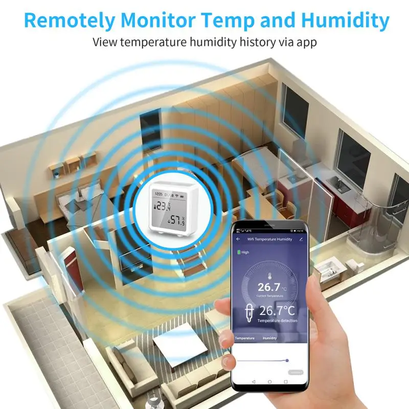 Imagem -05 - Sensor de Temperatura e Umidade Inteligente Tuya Wifi Bluetooth Pode Ser Conectado a Hotspots Função de Alarme Suporte a Vida Inteligente