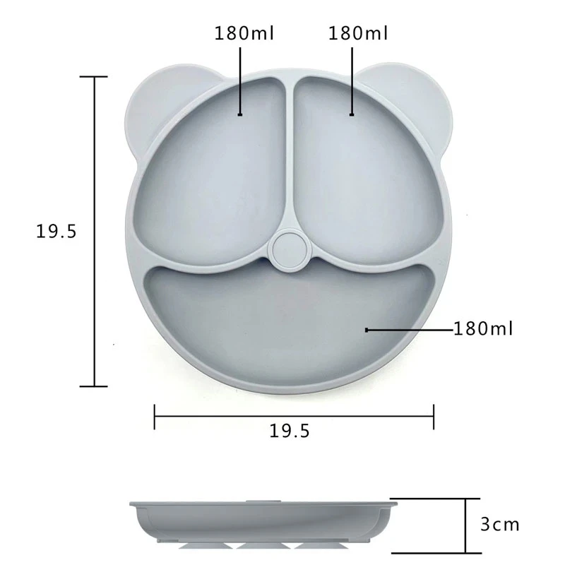 Silicone prato de jantar para o bebê, Desenhos Animados de sucção, Pratos infantis, Louça para treinamento infantil, Retro Smile Face Bowl, Seguro