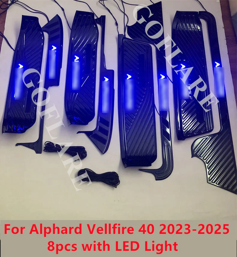 For Toyota Alphard Vellfire 40 AGH40 accessories 2023-2025 led light foot side door sill illuminated step scuff plate thresholds