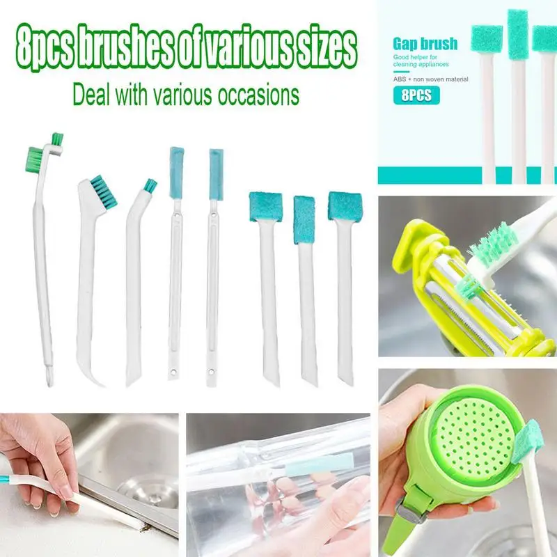 Kitchen Corner Brush 8pcs All-Round Corner Cleaning Tiny Brushes Home Dusting Accessories Scrubbers With Soft Bristles For Cup