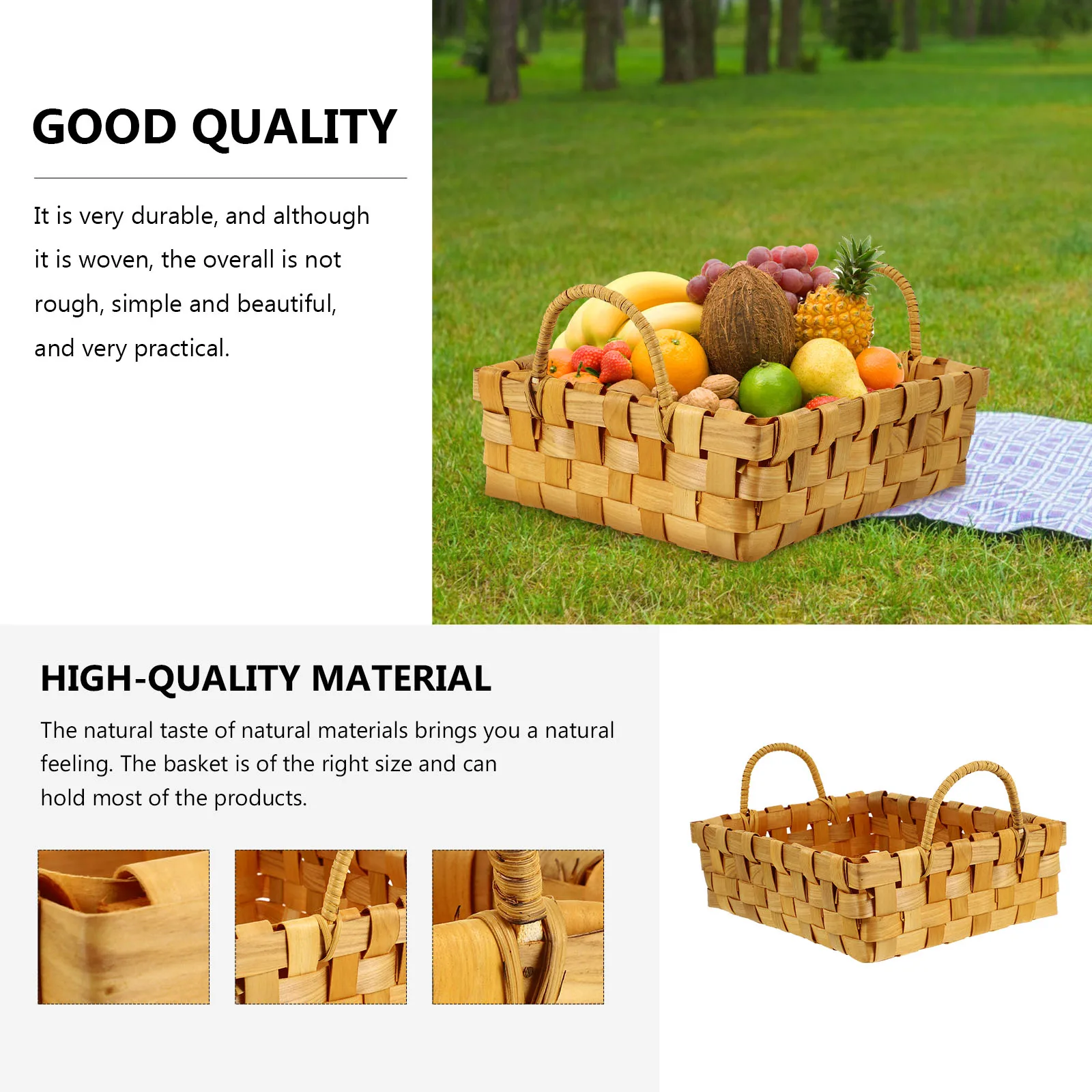 

H made Woven Basket Natural Wood Storage Baskets Home Decor Simple Yellow Country Style ganizer Durabe Eco Friendly