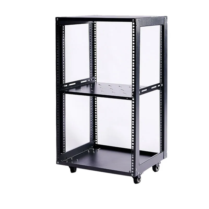 18U Simple Open Network Cabinet 2mm Adjust Shelf With 4 wheels for Server/Shielded Cabinet 12U Mobile Audio Amplifier Rack Shelf