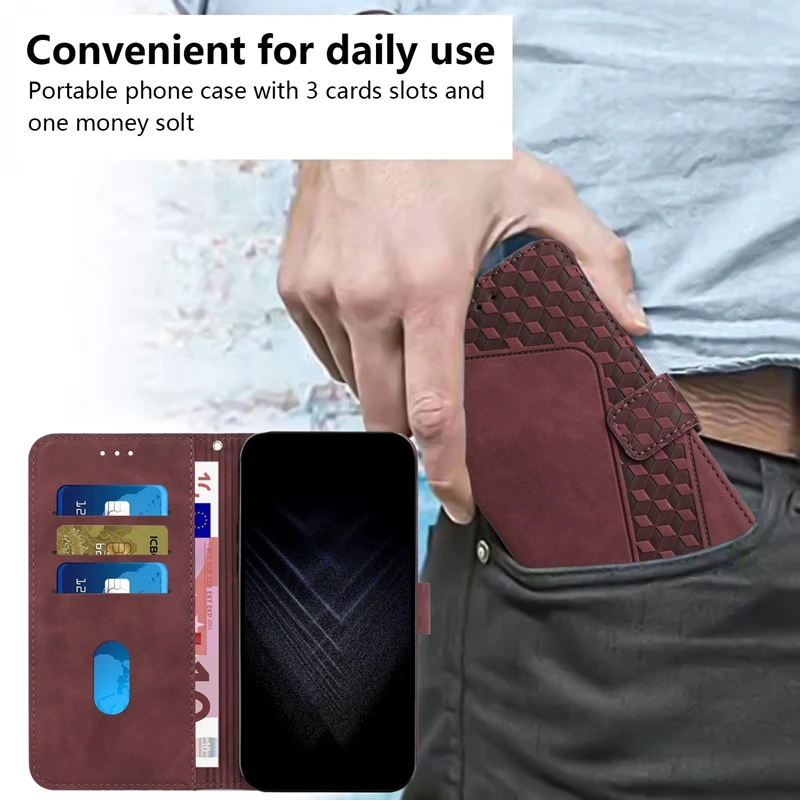 For OPPO A17 Case Oppo A17 Etui 3D Geometric Lattice Wallet Case for Fundas OPPO A 17 A16 A15 A12 A7 A5S A17K A15s Phone Cover