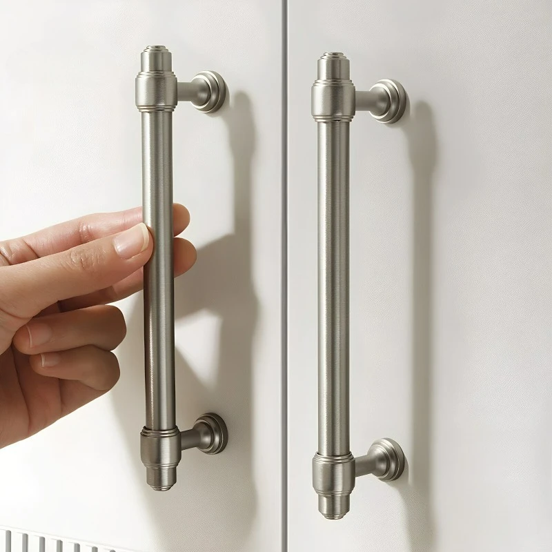 Simple Nickel Brushed Handle Wardrobe Drawer Handle Metal Matte Silver Brass Handle Wardrobe Door