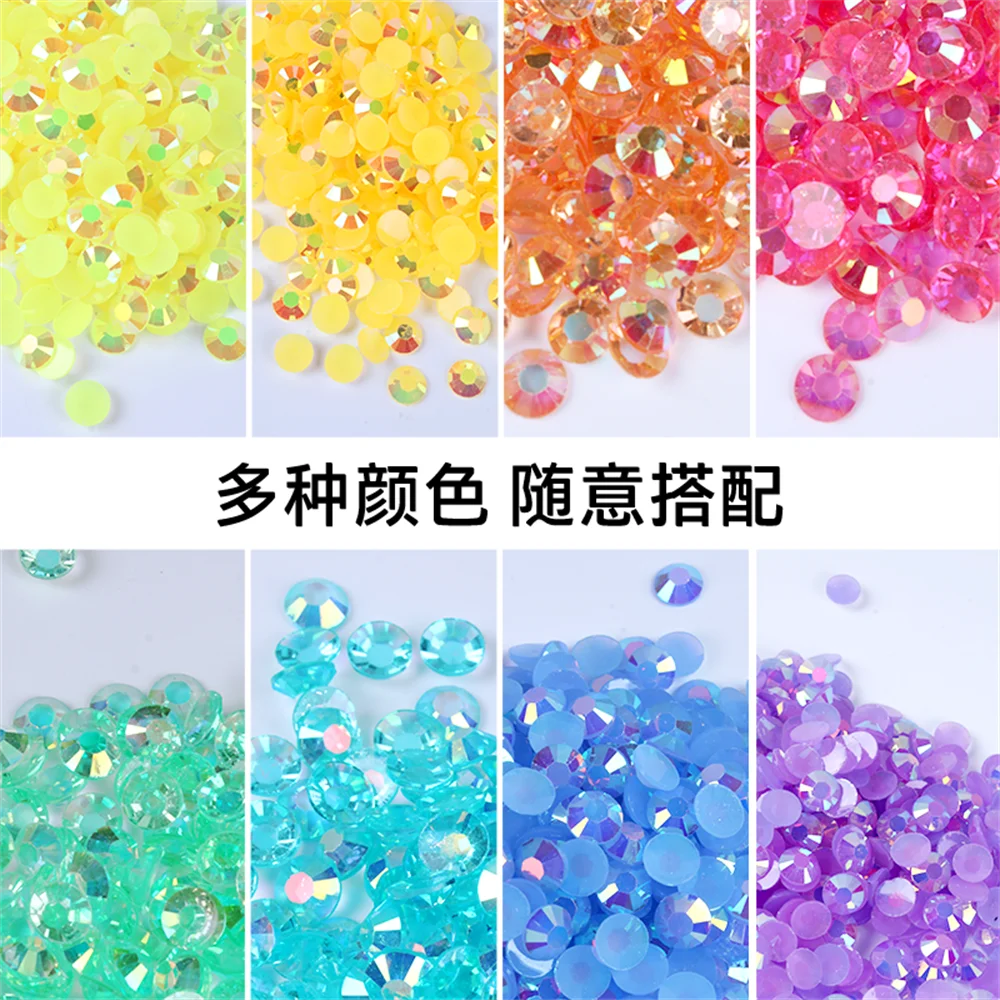 Jelly Color AB Color 2mm,3mm,4mm,5mm，6mm， Facets FlatBack Resin Rhinestone Nail Art Garment Decoration Stones