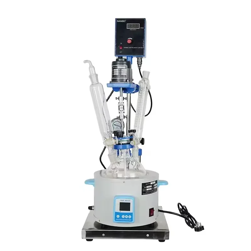 Nanbei Lab Chemical Reaction Kettle  Heated Glass Reactor 2L Jacketed Stirred Tank
