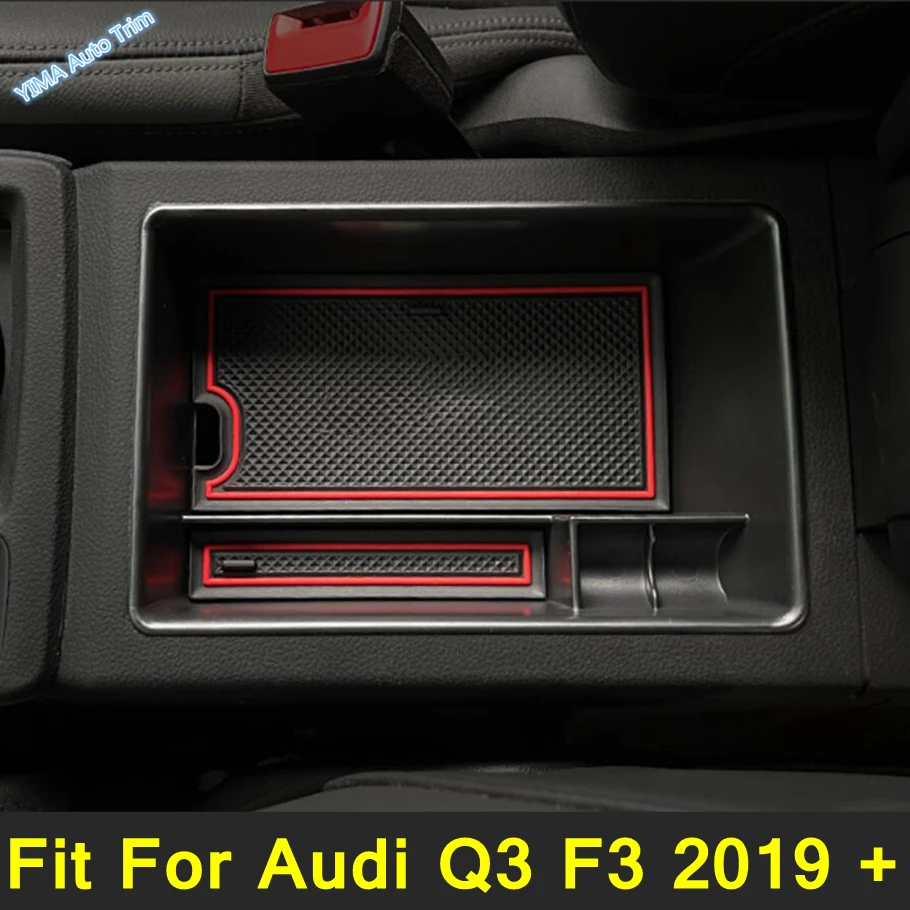 

For Audi Q3 F3 2019 - 2024 Armrest Storage Box Center Console Glove Tray Holder Case Auto Stowing Tidying Interior Accessories