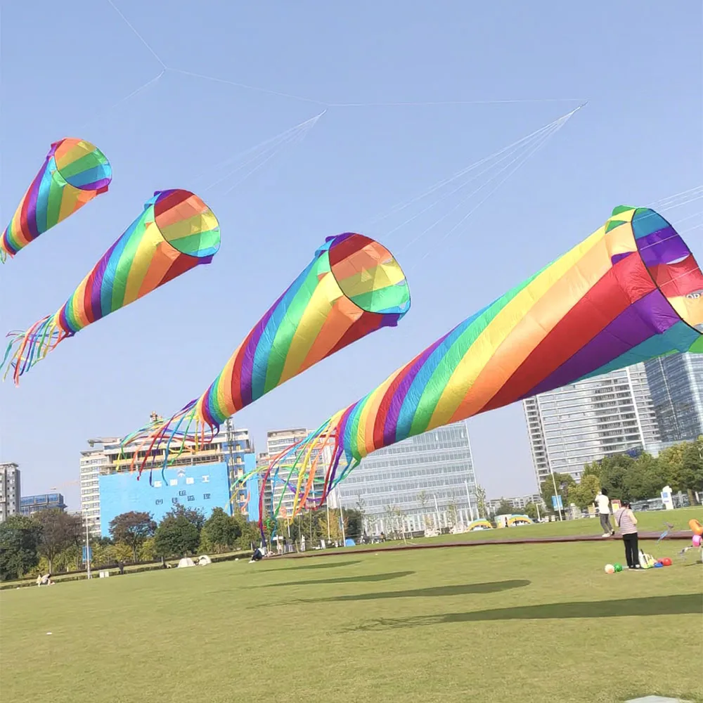 Colorful 8M Inflatable Spinner Windsock Kite – Outdoor Flying 30D Nylon Line Laundry Kite for Adults