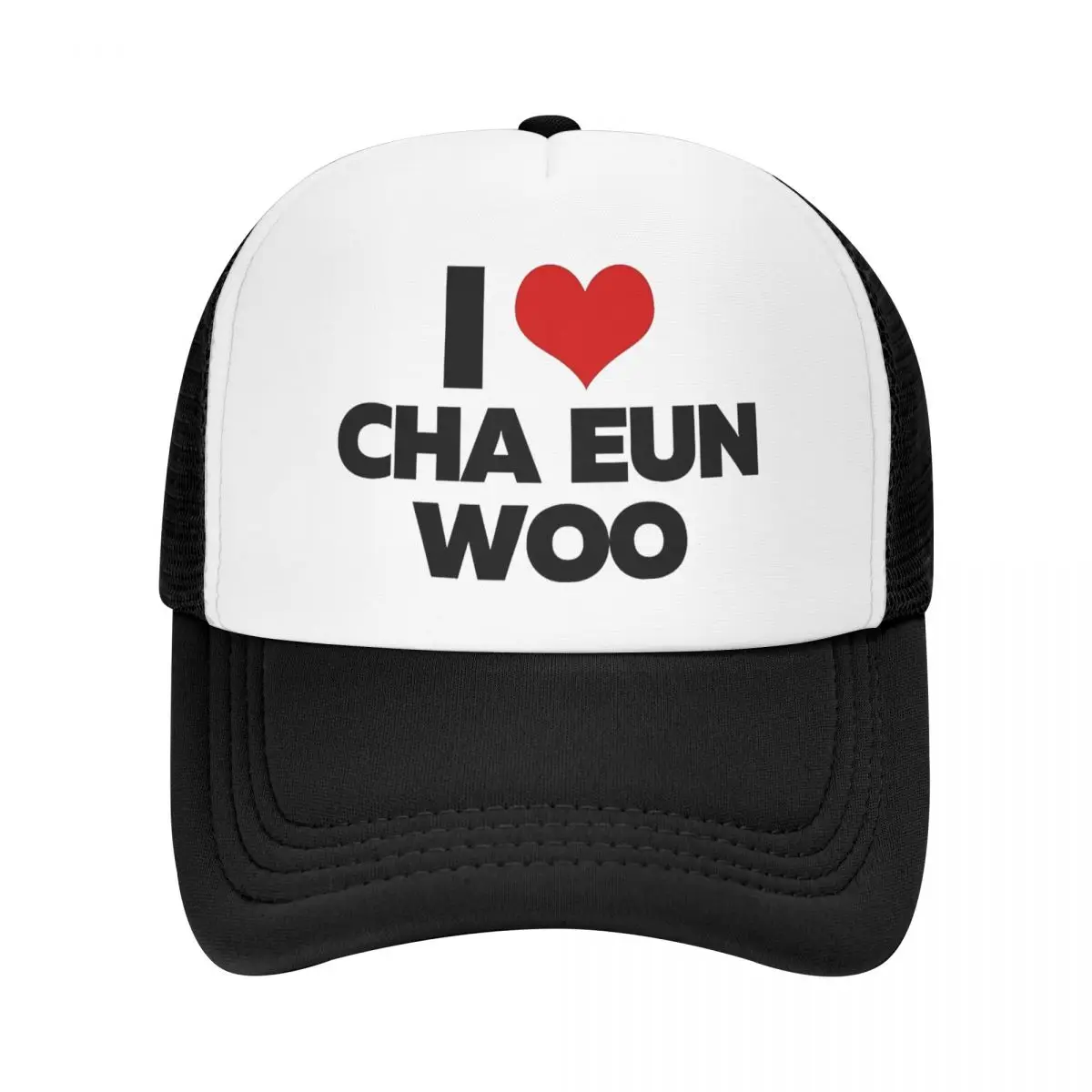 I Love Cha Eun Woo Mesh Baseball Cap Unisex Fashion Sun Hat Hat Adjustable Snapback Caps Racing Cap Wholesale New Trucker Hat