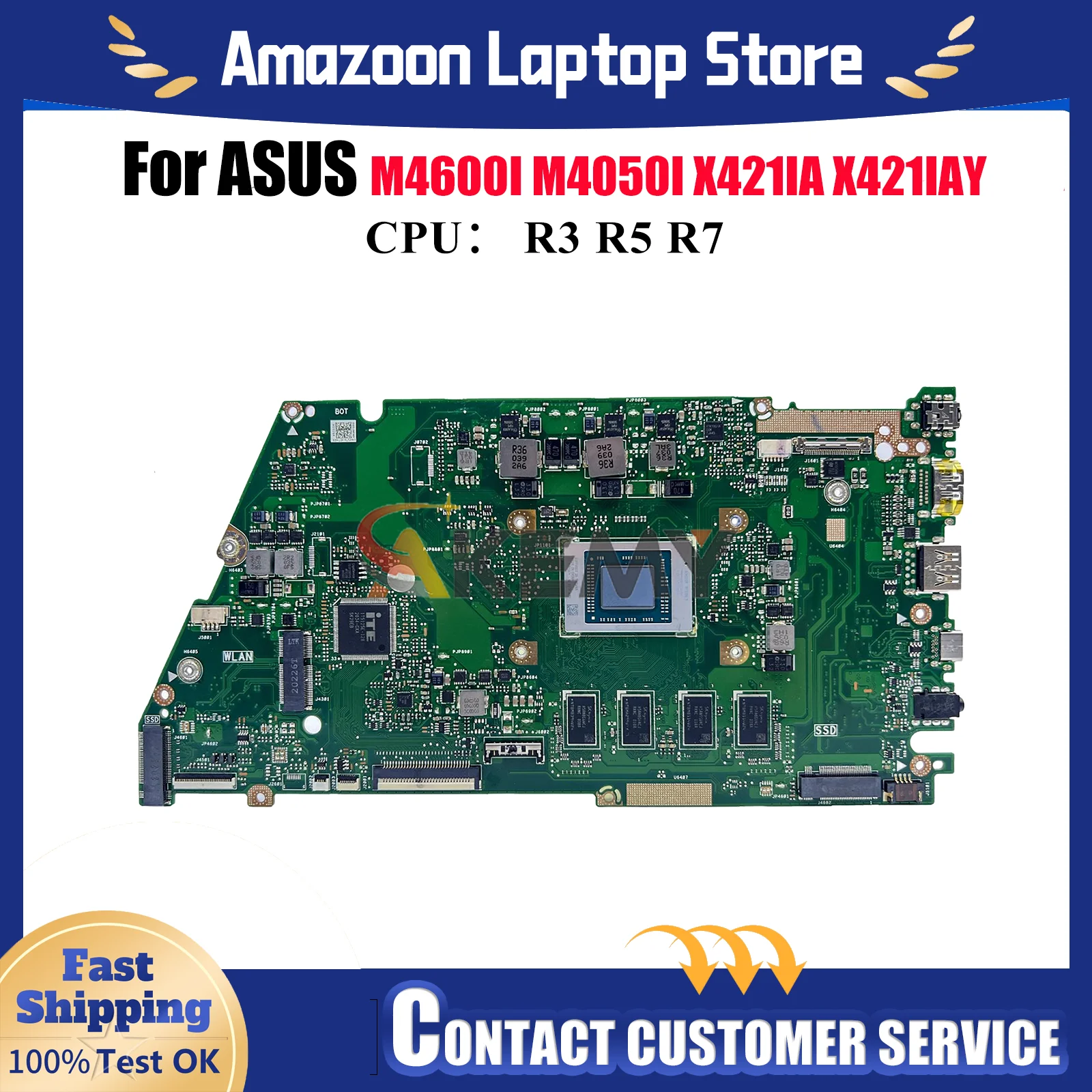 

X421IA Laptop Motherboard For ASUS VivoBook M4600I X421I X421IA R421I X421IAY M4050I Mainboard With R3 R5 R7 CPU 100% tests OK
