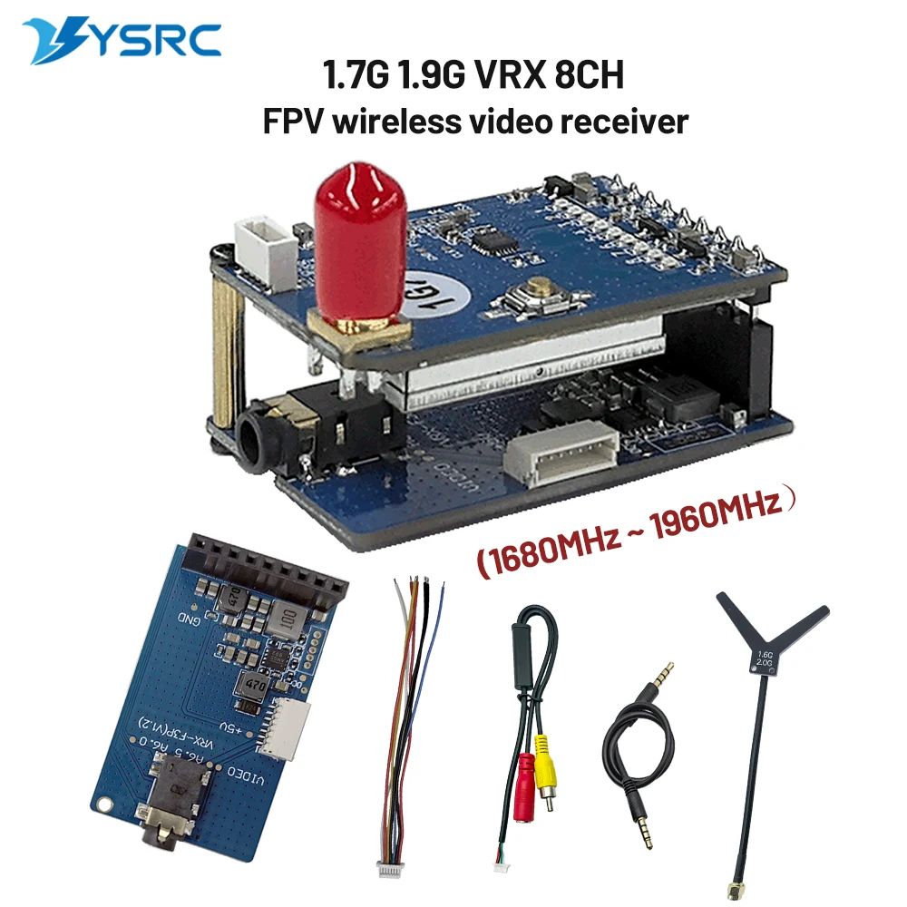 1.7G 1.9G VRX 8CH FPV Wireless Video Receiver (1680-1960MHz) with SMA Antenna FPV VRX for Fatshark/ SKYZONE/ DJI V1 V2 Goggles
