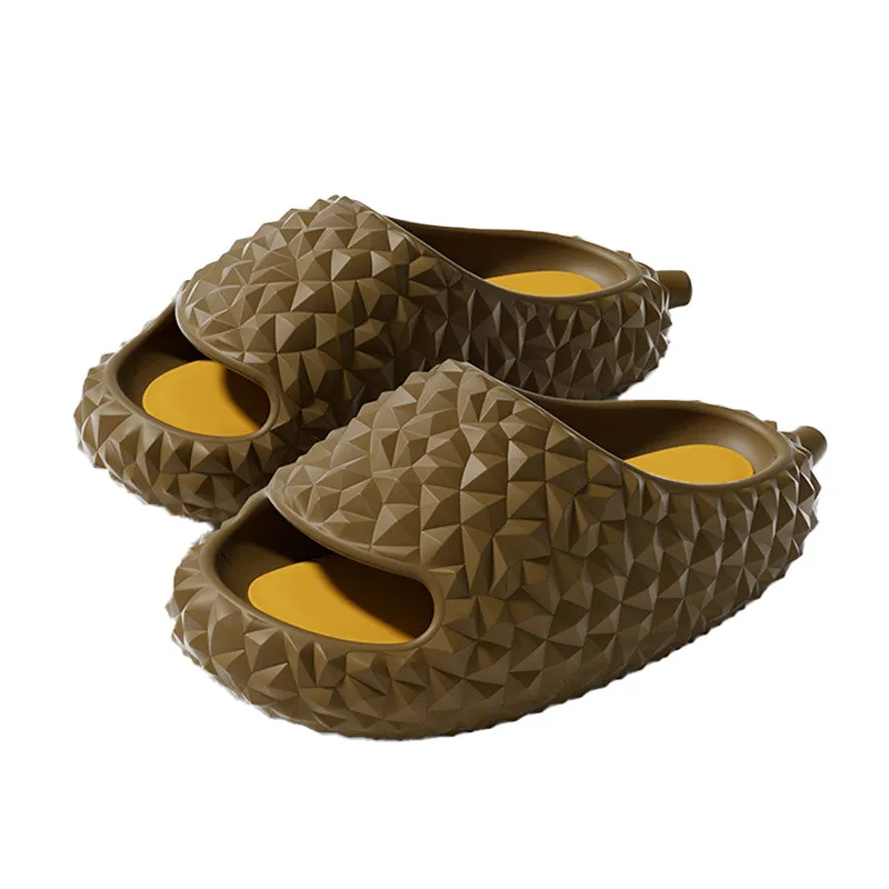 

Men’s Summer EVA Thick-Sole Slippers Ins-Style Quirky Durian Design for Indoor Outdoor Wear (Matching Women’s Version Available)