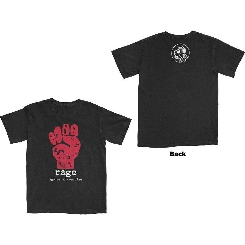 Camiseta de algodón con estampado de puño rojo de Rage Against The Machine, estilo vintage, rock político, streetwear, unisex, cuello redondo, manga corta