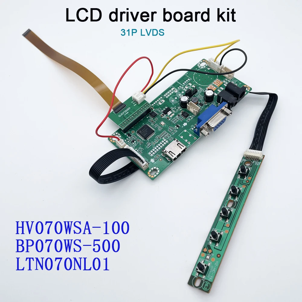 LCD driver board kit for 7inch 31P LVDS HV070WSA HSD070PFW1 HDMl vga signal input DC12V