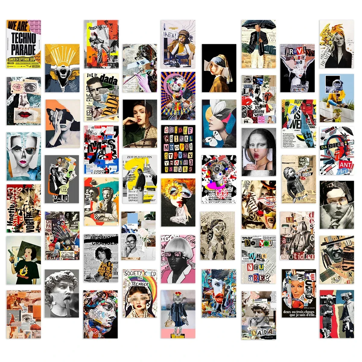 50pcs Modern Art Aesthetic Stickers Laptop Fridge Guitar Luggage Phone Case Skateboard Scrapbook Car Sticker Kid Toy Gift