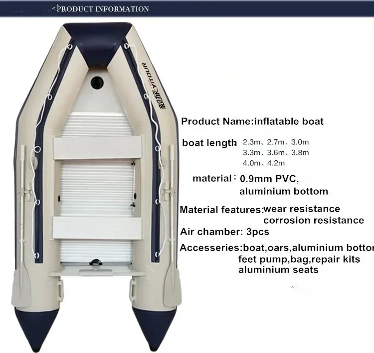 Anti-collision Thickening Laminated Inflatable Boat Fishing Boat Rubber Boat With Aluminum Floor Pvc For River Lake