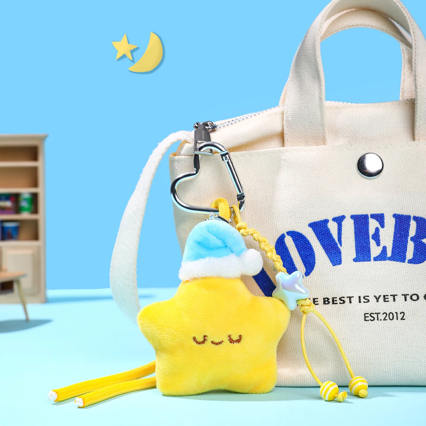 سلسلة مفاتيح دمية النجمة الصغيرة الأصلية من القطيفة لقلادة حقيبة مدرسية للفتيات، إكسسوار صغير، سلسلة مفاتيح للزوجين، هدية