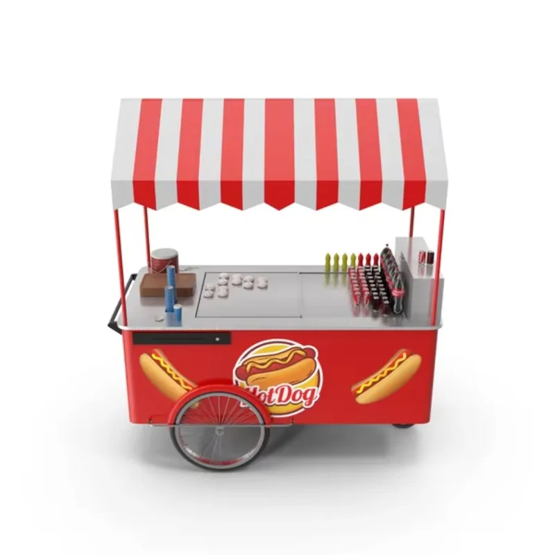 Customized hot dog carts, mobile food hot dog vending carts, used for fast food businesses