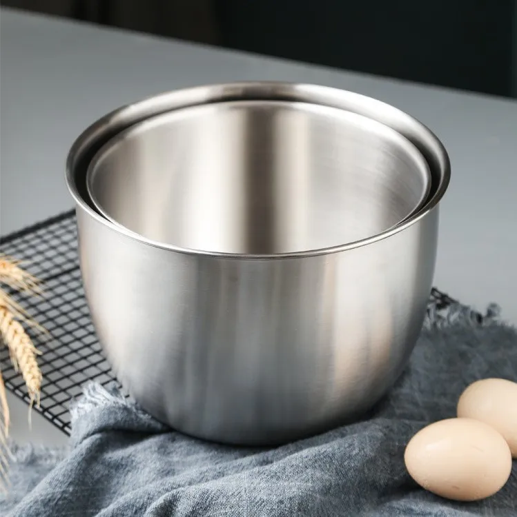 1pc Kitchen 304 Stainless Steel Mixing  Bowl Deep Design Anti-flying Cooking Baking Cake Bread Salad