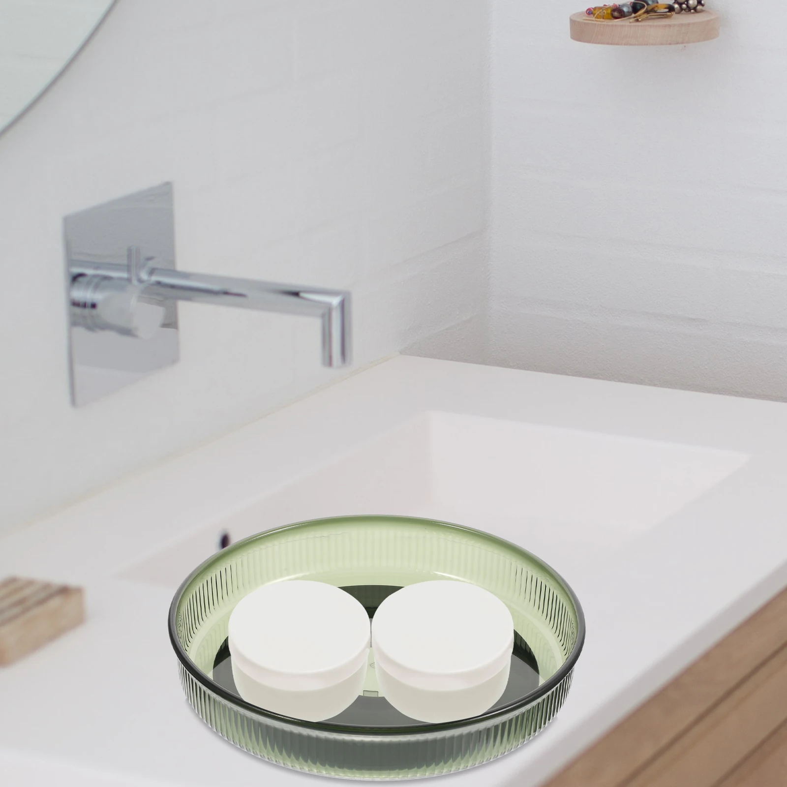 

360 Degree Rotating Turntable Organizer Tray Round Plastic Storage Rack for Spice Jars Toiletries Jewelry Non-Slip