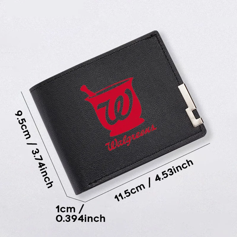 Walgreens 로고 자수 PU 지갑 남성용 슬림 비즈니스 스타일 내구성 가벼운 일상용 패션 액세서리