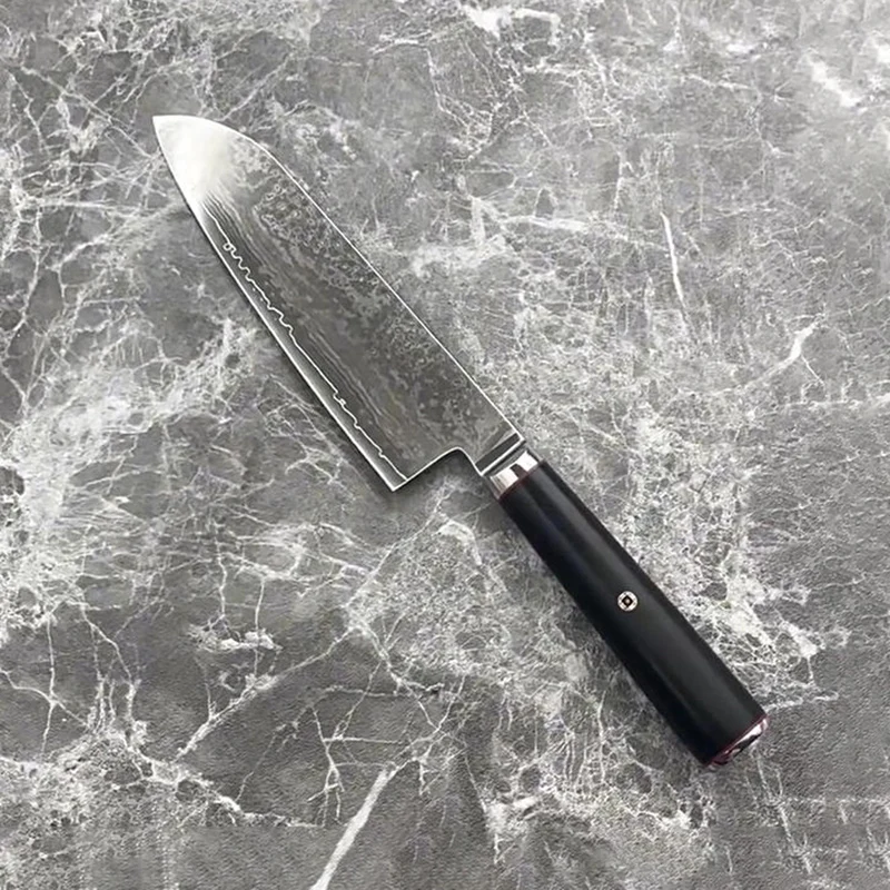 7 Inch Santoku Knife S35VN Powder Steel Core Blade Chef Cleaver Meat Slicing Sushi Vegetables Damascus Kitchen Knives G10 Handle