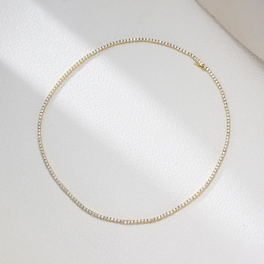 Withered Jewelry Necklace Necklaces For Women 2mm Zircon S925 Pure Silver Simple Full Diamond Necklace